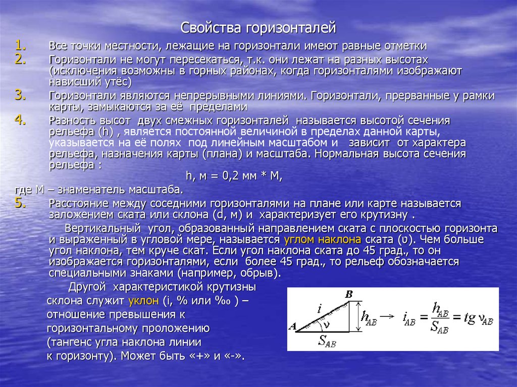 Как определить уклон на плане для данного направления