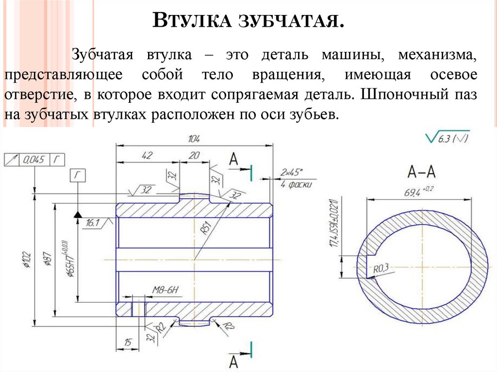 Втулка на вал чертеж