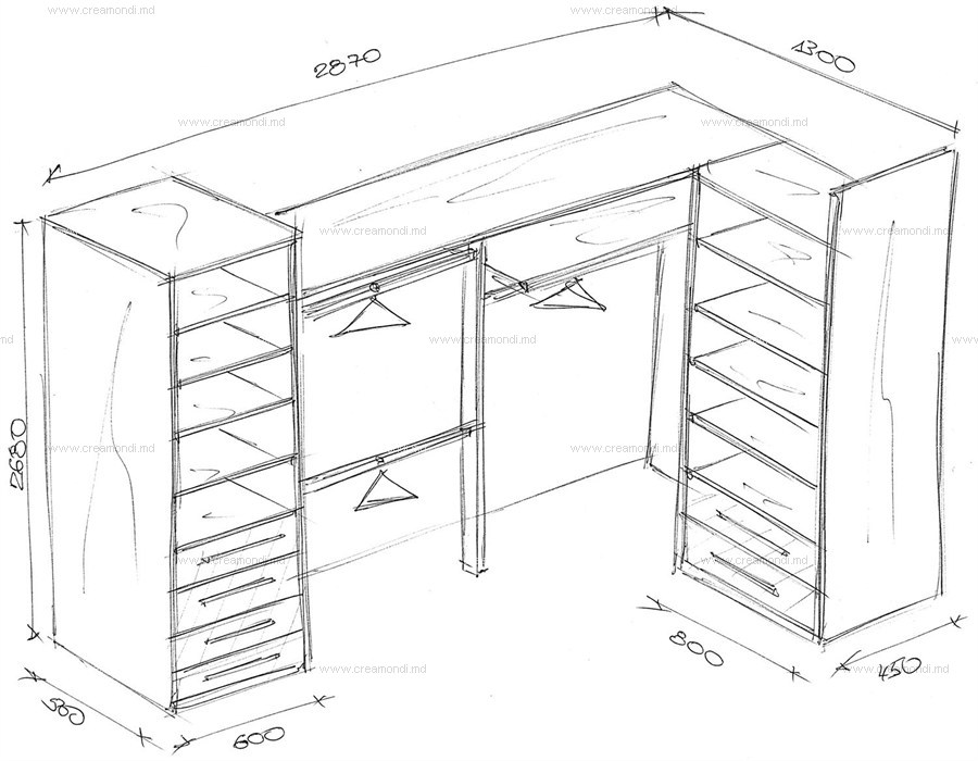 Гардеробная п образная схема