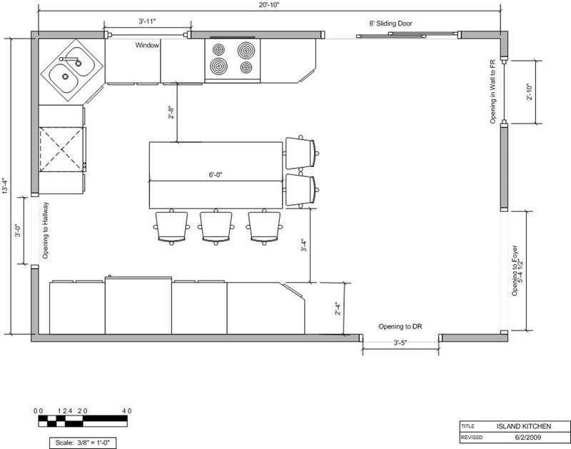 Чертеж острова для кухни