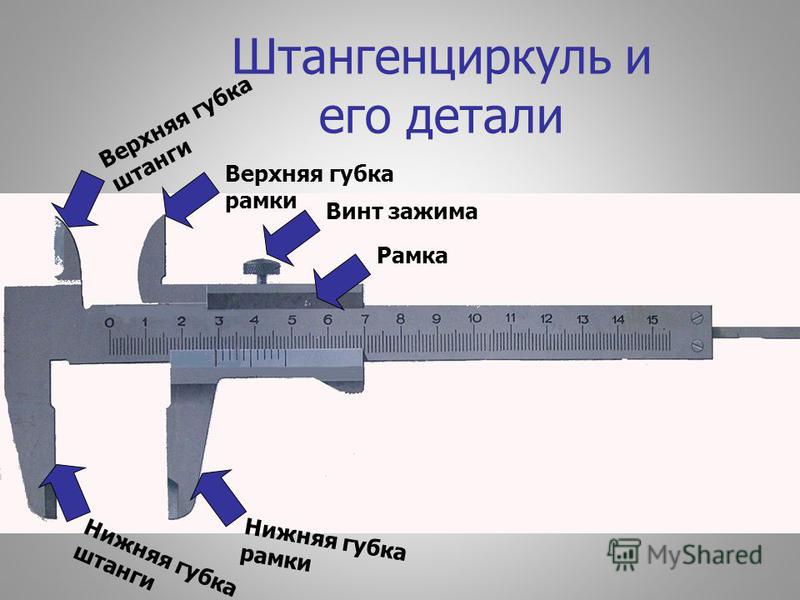 Определите по фотографии толщину элемента детали измеряемую с помощью штангенциркуля