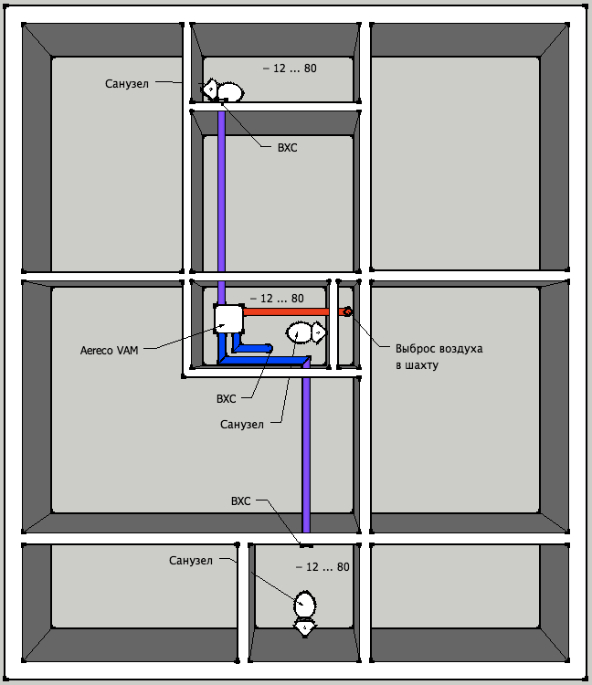 Вентиляция в туалете в квартире многоэтажного дома схема