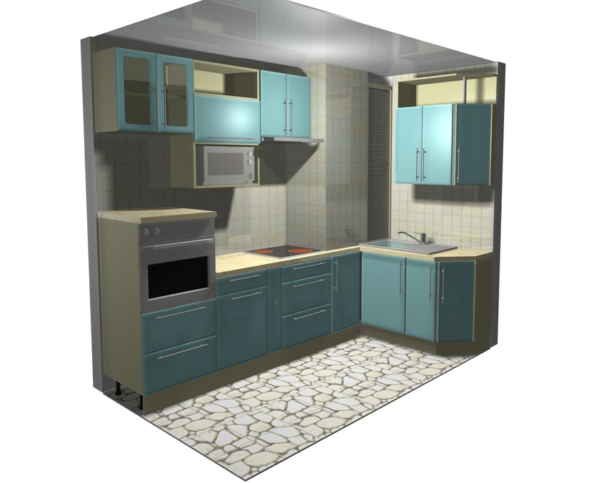 Дизайн кухни с коробом вентиляционным коробом в углу фото