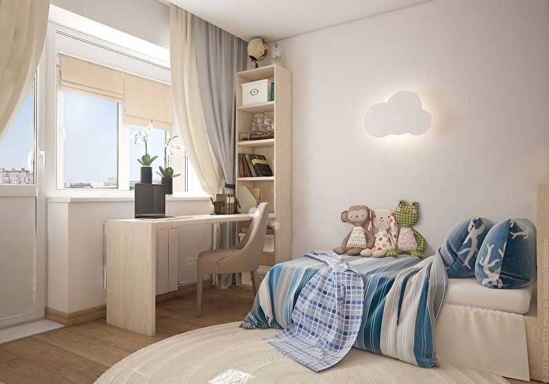 Интерьер однокомнатной квартиры с детской кроваткой