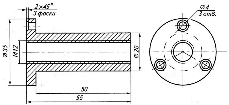 Разрез втулки на чертеже