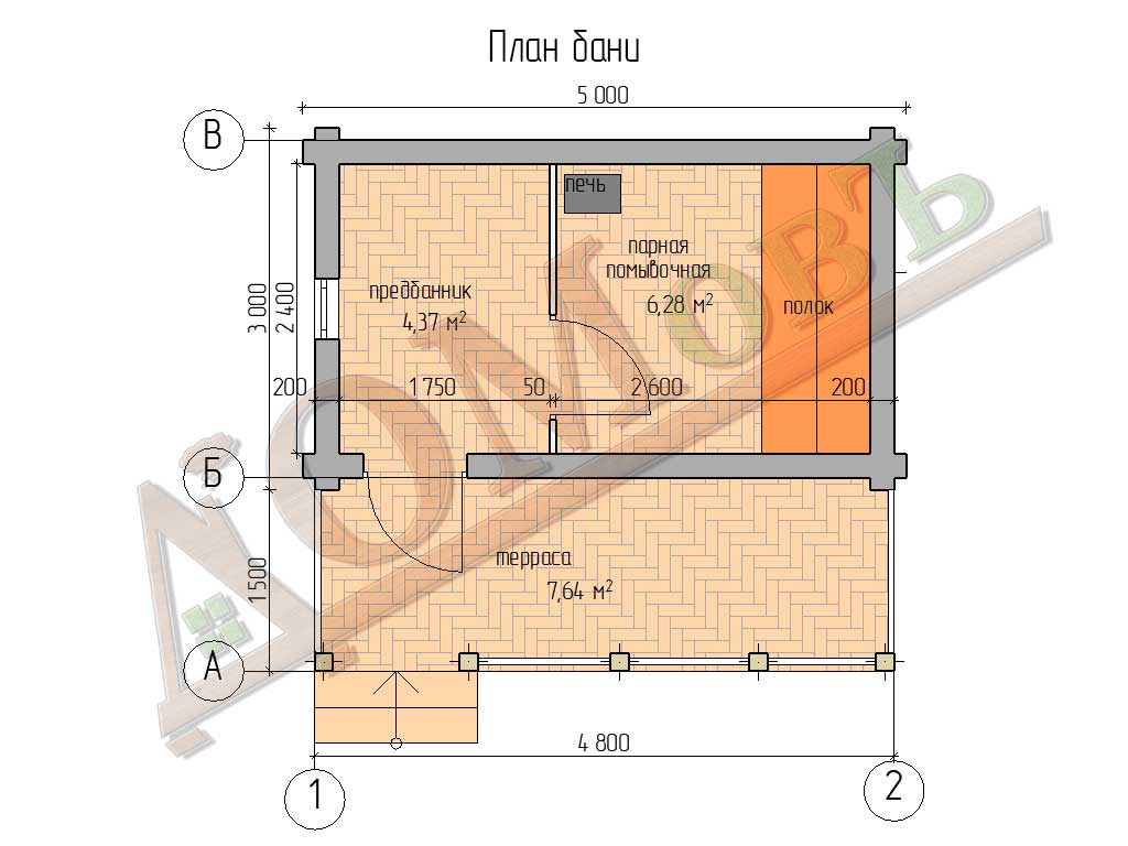 Схема бани 5х3