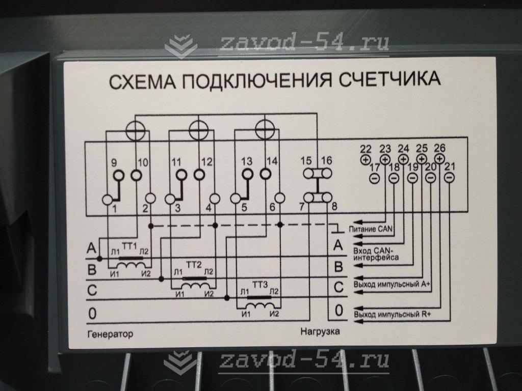 Схема подключения прибора учета через трансформаторы тока