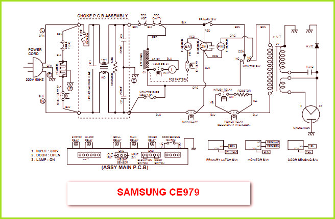 Микроволновка samsung m1833nr схема