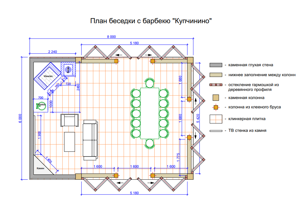 Чертеж летней кухни