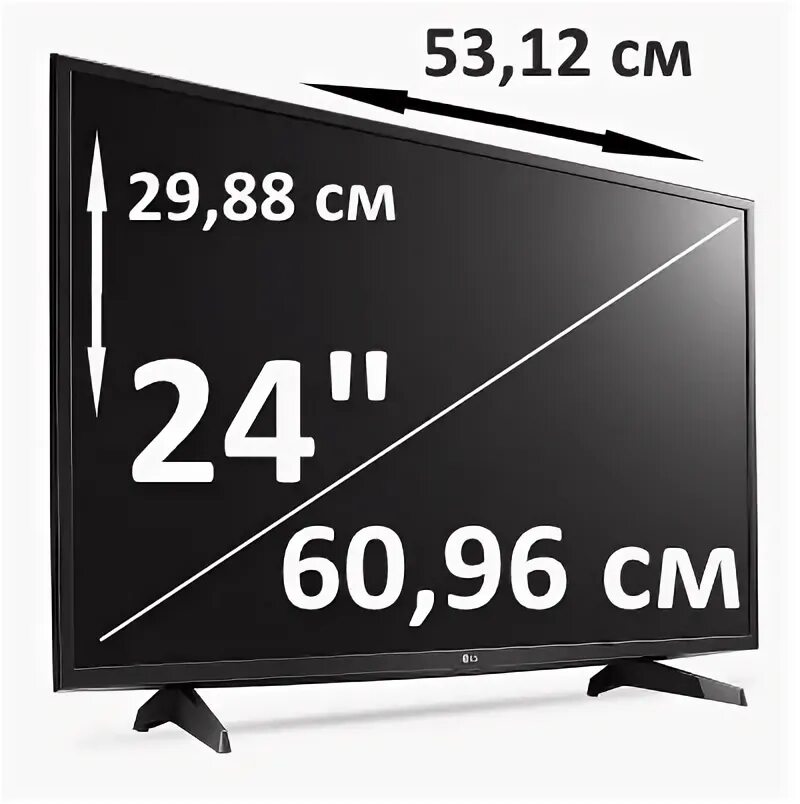 Телевизор диагональ 24 сколько см