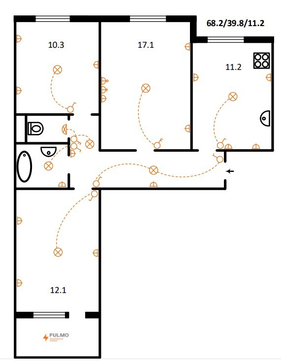 Схема проводки в квартире 3 комнаты
