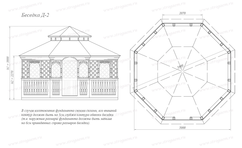 8 угольная беседка чертежи и размеры из дерева