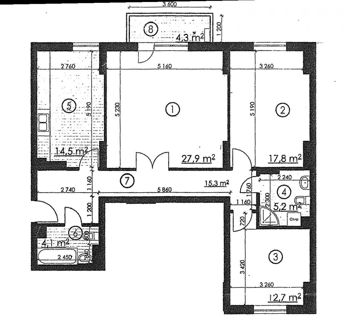 Планировка 3 комнатной квартиры с длинным коридором