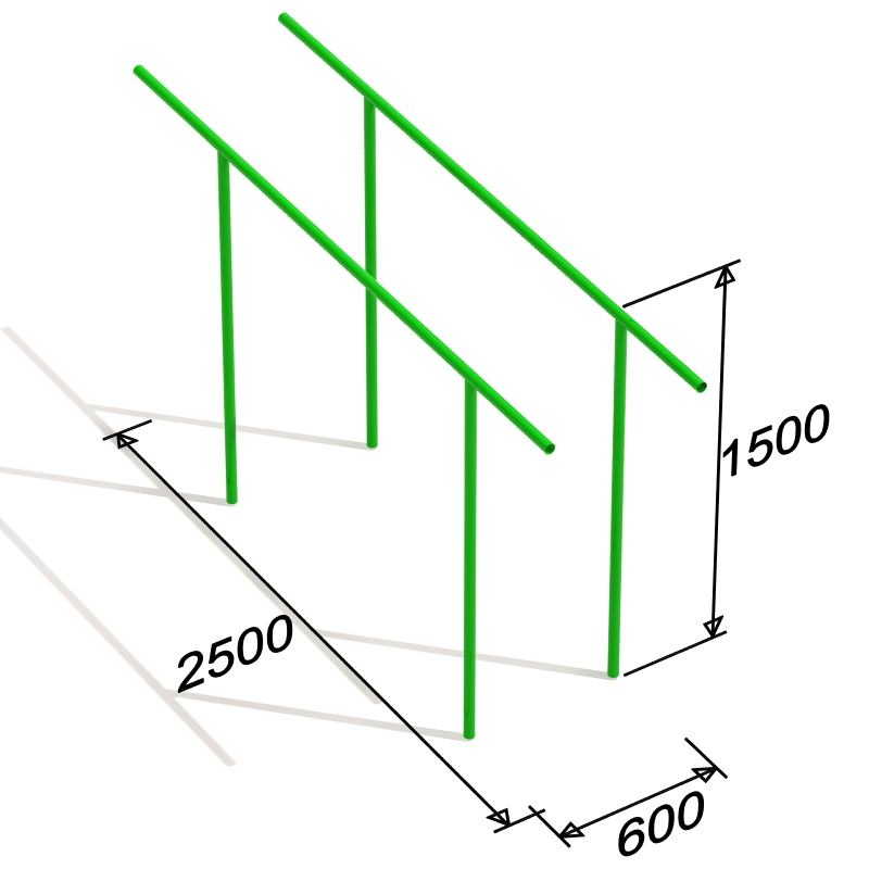 Схема турника с брусьями для улицы с размерами