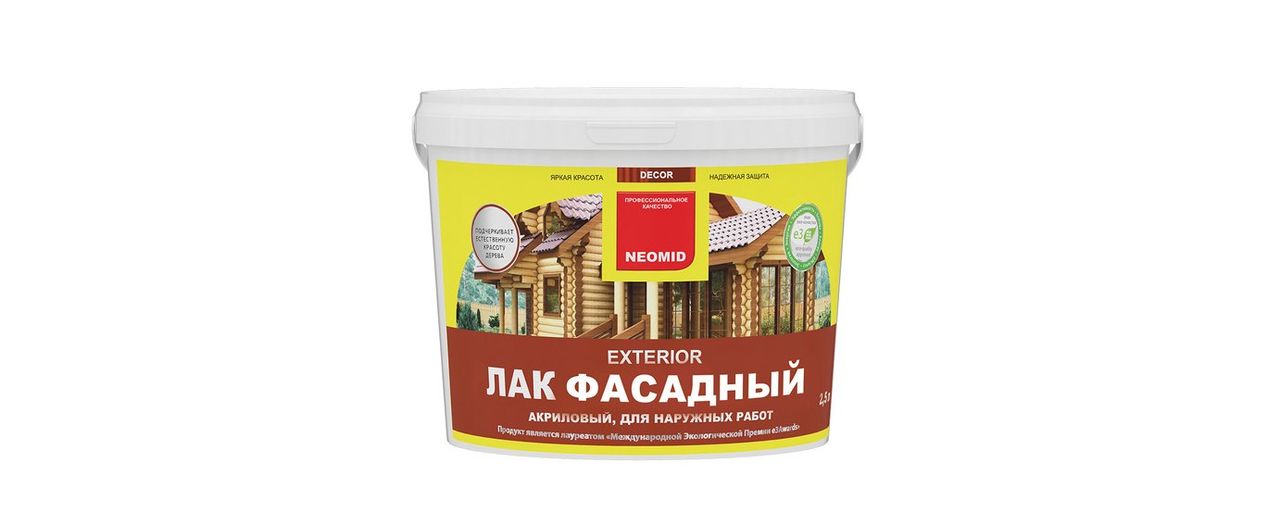 Лак для дерева для внутренних работ. Лак NEOMID Exterior (1 л) полиакриловый. Лак NEOMID Exterior (5 л) полиакриловый. Лак NEOMID Exterior (2.5 л) полиакриловый. NEOMID Exterior лак для дерева.