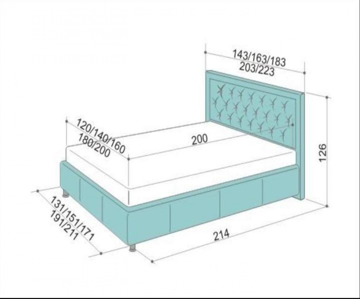 Размер кровати двуспальной с прикроватными тумбочками