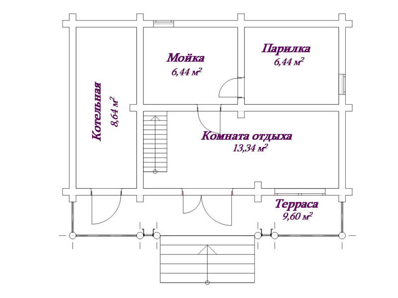 Проект бани с парилкой и мойкой