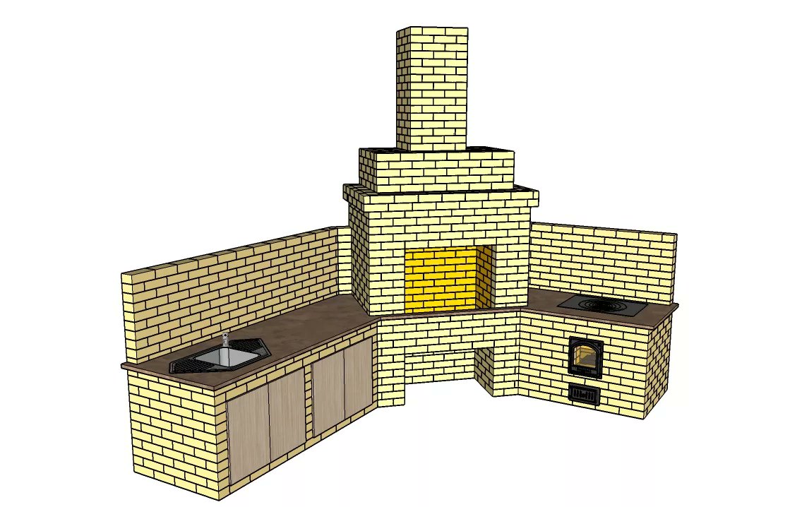 Угловые печи барбекю из кирпича проекты фото