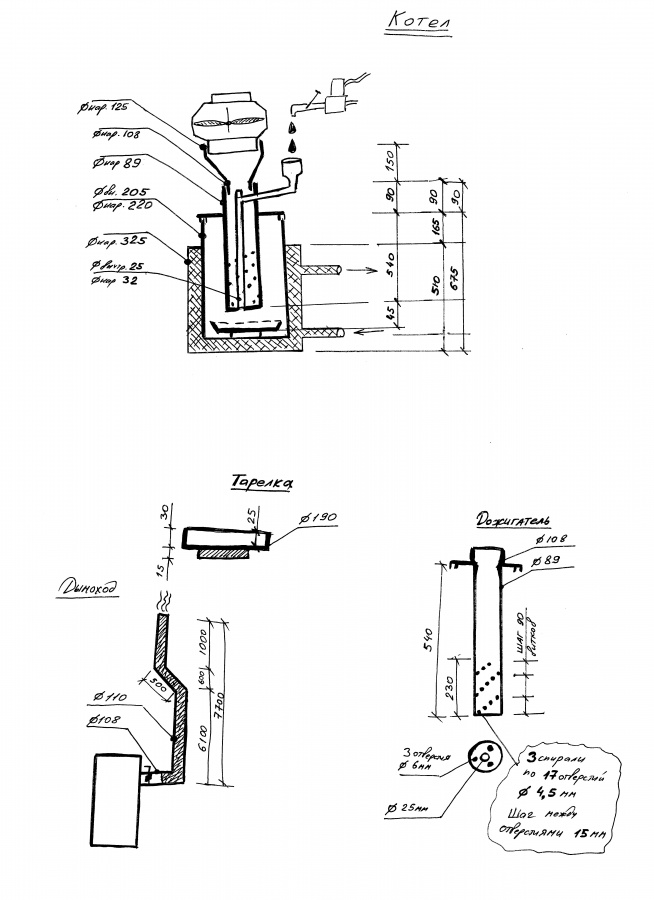 Чертежи печь на отработанном масле с водяным контуром