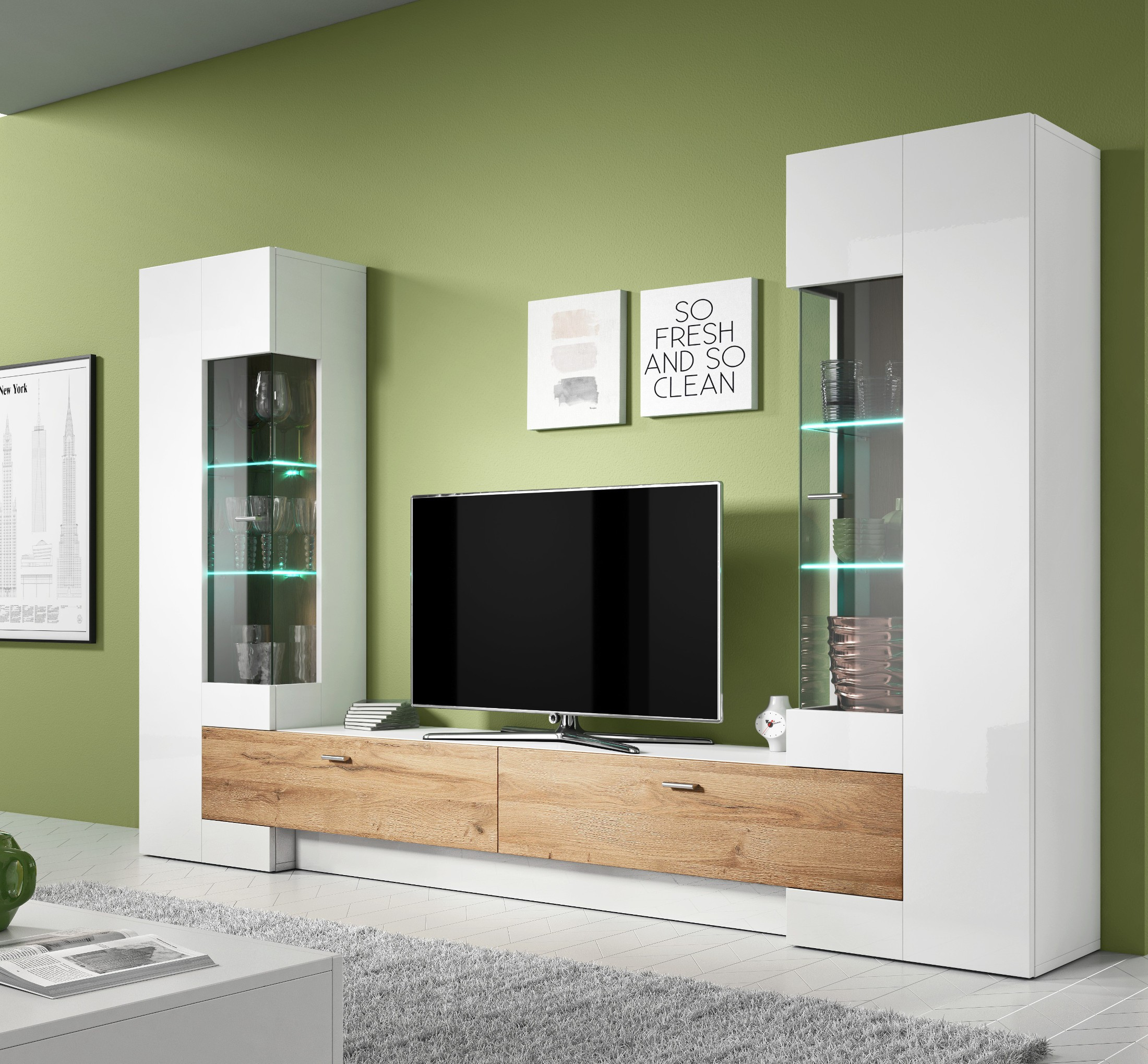 мебель для гостиной модульная белая современная